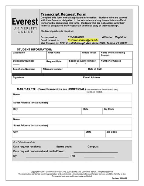 everest college transcript request